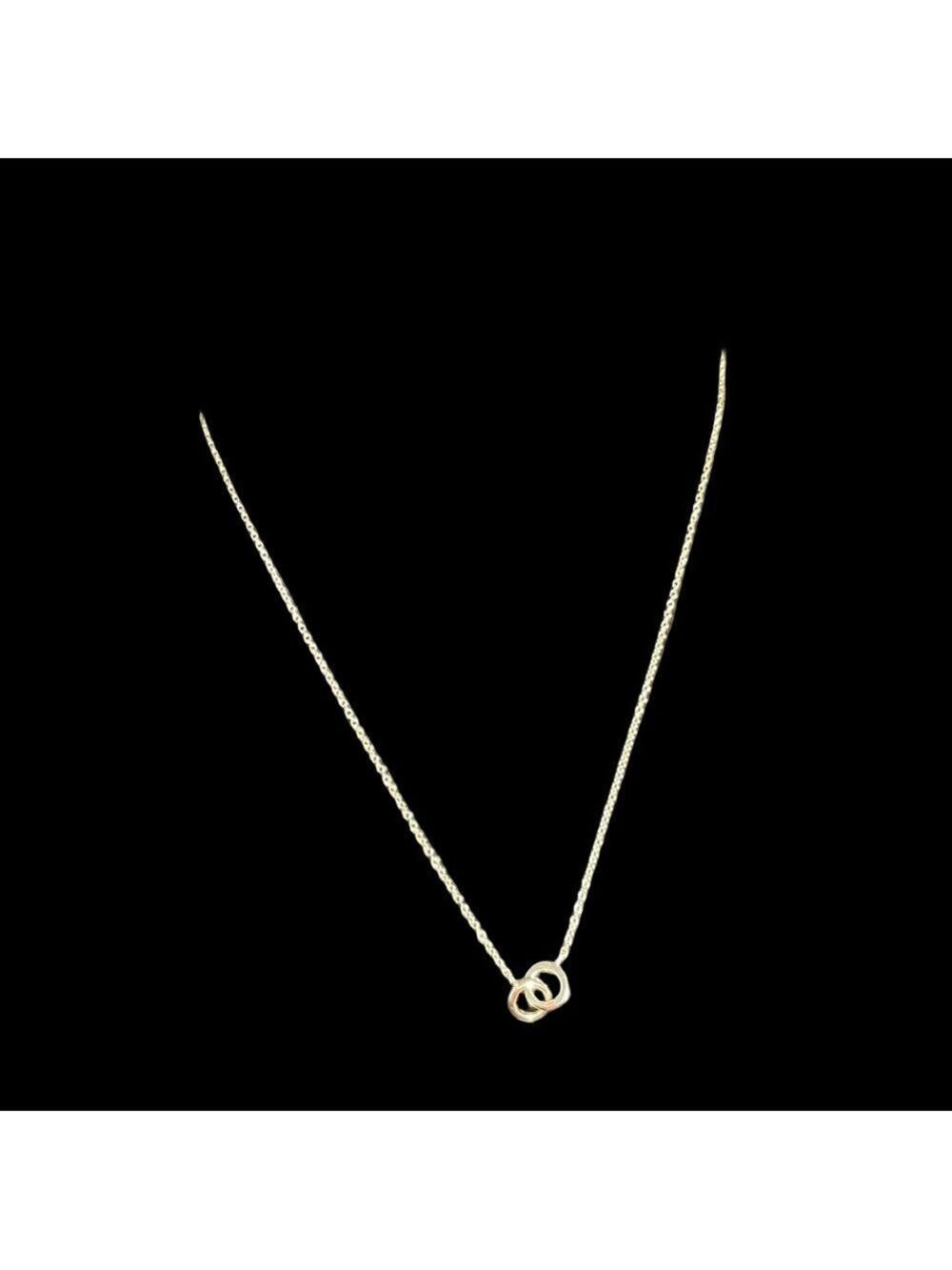 ITALIAN STERLING SILVER 925 Chain Necklace Love Knot Double Circle 18”